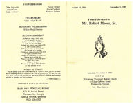 Funeral services for Mr. Robert Moore, Sr., Saturday, November 7, 1987, 2:00 p.m., Willowhead Missionary Baptist Church, 615 East Calhoun Street, Thomasville, Georgia, Rev. Silas Brinson