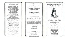 Homegoing celebration for the life of Hayward "Nick" Nixon, Saturday, September 18, 1999, 1:00 p.m., Pleasant Grove Baptist Church, Thomasville, Georgia, Reverend Ellis Fann, officiating