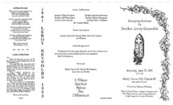 Homegoing services for brother Leroy Reynolds, Saturday, June 17, 1995, 11:00 a.m., Shady Grove P.B. Church #2, Miccosukee, Florida, elder Edwin Clemons, officiating