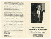 Memorial celebration for David Everett Robinson II, Saturday, April 16, 2011, 2:00 p.m., First Unitarian-Universalist Church, 4605 Cass Ave. Detroit, MI 48201, rev. Bill Neely, interim minister