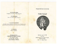 Funeral services for the late Eddie Samuel, Saturday, June 18, 1988, 2:00 p.m, Richland Missionary Baptist Church, Boston, Georgia, rev. J. L. Hayes, pastor