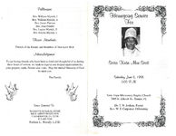 Homegoing service for sister Katie Mae Scott, Saturday, June 6, 1998, 2:00 p.m., New Hope Missionary Baptist Church, 3005 E. Ellicott St., Tampa, FL, Dr. T. W. Jenkins, pastor, rev. W. T. Carpenter, officiating