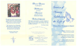 Service of memory celebrating the life of Willie Mae Wilkerson-Simon, Tuesday, October 13, 2009, twelve o'clock noon, First Missionary Baptist Church, 110 West Calhoun Street, Thomasville, Georgia 31792, Dr. I. L. Mullins, pastor, Dr. Creflo A. Dollar, eulogist