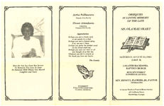 Obsequies in loving memory of the late sis. Ola Mae Smart, Saturday, August 24, 1985, 2:00 p.m., Greater Macedonia Baptist Church, Holley Street, Bainbridge, Georgia, rev. Henry L. Flowers, Jr., pastor, officiating