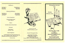 Homegoing services for mother Minnie Swan, Saturday, May 6, 1995, 11:00 a.m., Casa Bianca Missionary Baptist Church, Monticello, Florida, reverend Doc Brewster, pastor, elder Calvin Miller, officiating