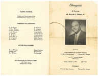 Obsequies of the late Mr. William H. Thomas, Jr., services, First Missionary Baptist Church, 110 West Calhoun Street, Thomasville, Georgia, rev. I.L. Mullins, pastor, officiating, Friday, January 4, 1974, 4:00 p.m.