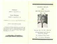 Memorial services for brother David Wallace, Saturday, April 18, 1981 - 2:00 p.m., Clifford Temple C.M.E. Church, Thomasville, Georgia, rev. William S. Fails, pastor, rev. T.A. Clayton, officiating