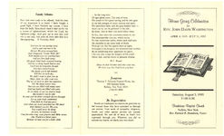 Home going celebration for rev. John Davis Washington, Saturday, August 5, 1995, 11:00 a.m., Friedstone Baptist Church, Buffalo, New York, rev. Earnest R. Donalson, pastor