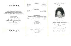 Homegoing services for mother Maxine Washington, Saturday, February 12, 2005, 2:00 p.m., Bethel Missionary Baptist Church, Pine Park, Georgia, reverend Elex German, Jr., pastor