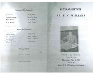 Funeral services, Mr. E.C. Williams, First A.B. Church, Thoamsville, Georgia, Thursday, July 6, 1961, 4:00 p.m., rev. E.J. Williams, officiating