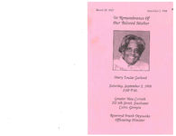 In remembrance of our beloved mother, Mary Louise Garland, Saturday, September 5, 1998, 2:00 p.m., Greater New Corinth, 215 6th Street, Southwest, Cairo, Georgia, Reverend Frank Deyounks, officiating ministers