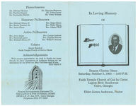In loving memory of Deacon Clinton Glenn, Saturday, October 5, 1991- 2:00 p.m., Faith Temple Church of God in Christ, Legion Blvd. Southwest, Cairo, Georgia, Elder James Anderson, pastor