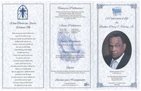 A Celebration of Life for Brother Perry C. Harvey, Jr., Saturday, September 22, 2012. 11:00 o'clock a.m., New Hope Missionary Baptist Church, 3005 East Ellicott Street, Tampa, Florida 33610, Reverend Dr. T. W. Jenkins, Pastor, Officiating