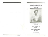 Funeral Services for the Late Mrs. Odessa Hollis, (1898-1973), Sunday, November 4, 1973, 4:00 P.M., Mount Zion Baptist Church, Pavo, Georgia, Rev. W. W. Hurrial,, Hadley Funeral Homes, In Charge