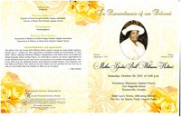 In Remembrance of our Beloved Mother Goodie Bell Williams Holton, Saturday, October 28, 2017 at 3:00 p.m., Providence Missionary Baptist Church, 1215 Magnolia Street, Thomasville, Georgia, Elder Larry Brown, Officiating Minister, The Rev. Dr. Emory Virgil, Church Pastor