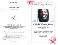 In Loving Memory of Mable Louise Jones, Saturday, August 20, 2016, 12:00 Noon, Hatcher Peoples Funeral Home Chapel, 820 Wright Street, Thomasville, GA 31792, Elder Sean Watkins, Officiating Minister