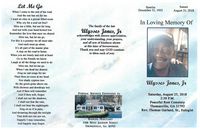 In Loving Memory of Ulysses Jones, Jr, Saturday, August 25, 2018, 2:30 P.M. Peaceful Rest Cemetery, Thomasville, GA 31792, Rev. Thomas Garland, Sr., Eulogist