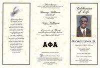 Celebration of Life, George Lewis, Jr., Friday, May 17, 2019 - 2:00p.m., Disciples of Jesus Ministries, 228 Augusta Avenue, Thomasville, GA, Minister Denny Blake, pastor, The Rev. Emory Hopkins, eulogist, The Rev. Gail Brown, Pastor of St. Thomas A.M.E. Church officiating minister