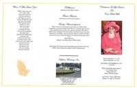 Celebration of Life Services for Cora Belle Willis, Saturday, September 26, 2015, 12:00 PM, Willowhead Missionary Baptist, 615 Calhoun street, Thomasville, GA, Pastor William Brinson, Reverend C. Pettis, Officiating, Bishop T. B. Deas Jr. Eulogist